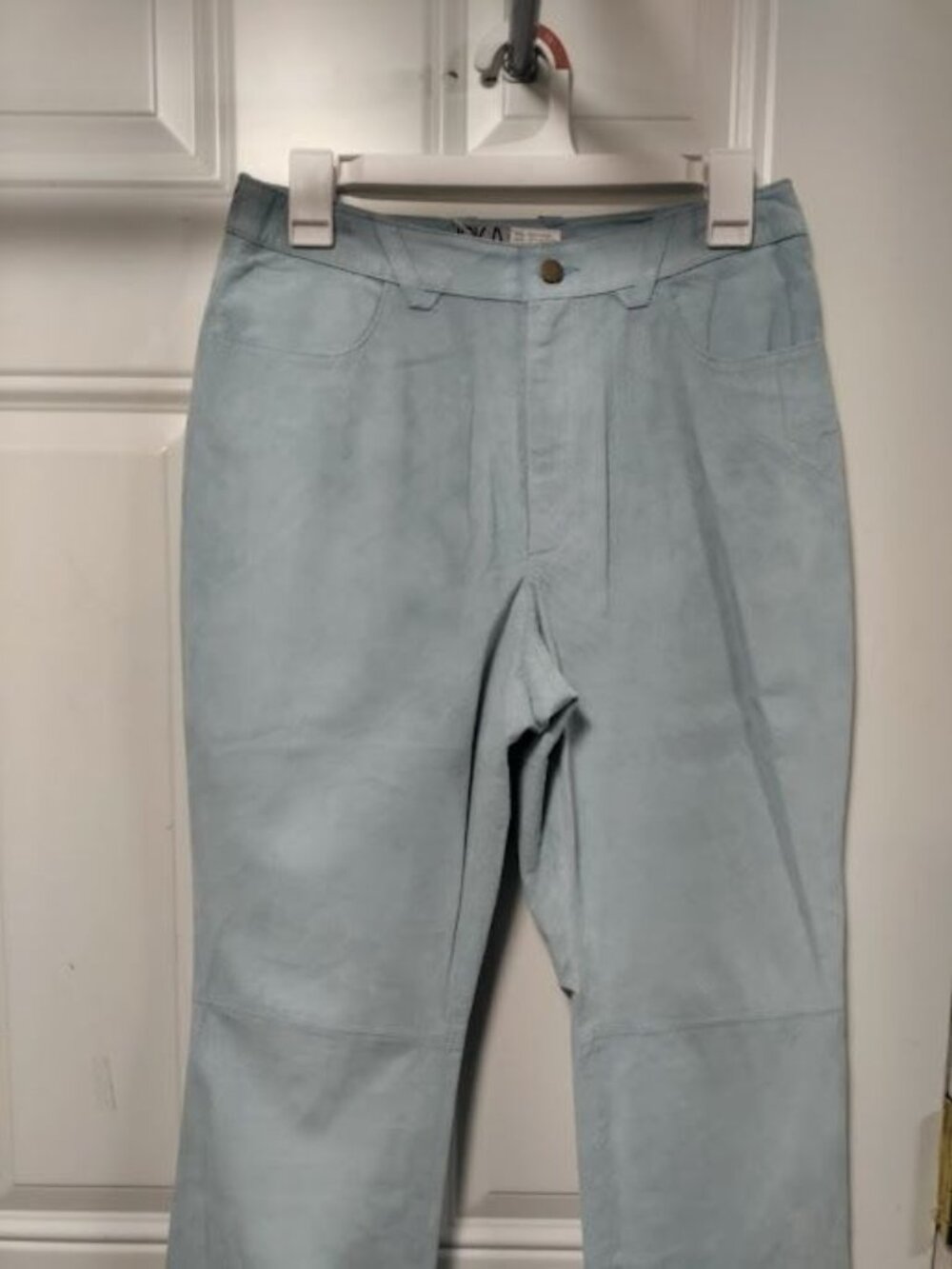 IRKA Suede Pants SZ 6 High Waist Zip Fly Wide Leg Washed Jeans Slim Fit - Picture 15 of 16